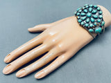 One Of The Best Vintage Native American Navajo Teardrop Turquoise Sterling Silver Bracelet-Nativo Arts