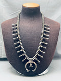 Superior Hand Tooled Vintage Native American Navajo Sterling Silver Squash Blossom Necklace-Nativo Arts