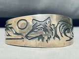 The Woman And The Wolf Vintage Native American Navajo Sterling Silver Bracelet Cuff-Nativo Arts