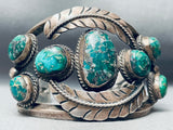 One Of Best Ever Vintage Native American Navajo Leaf Green Turquoise Sterling Silver Bracelet-Nativo Arts
