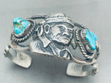 One Of The Most Unique Ever Vintage Native American Navajo Turquoise Sterling Silver Bracelet-Nativo Arts