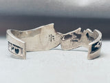 Detailed Kokopelli Vintage Native American Navajo Turquoise Sterling Silver Bracelet-Nativo Arts