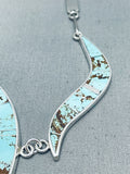 One Of The Most Unique Native American Navajo Turquoise Wave Sterling Silver Necklace-Nativo Arts