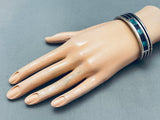One Of The Best 6 Inch Wrist Vintage Native American Navajo Inlay Sterlinmg Silver Bracelet-Nativo Arts