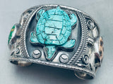 Important Francisco Gomez Vintage Turquoise Turtle Sterling Silver Bracelet-Nativo Arts