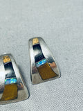 Attractive Vintage Native American Navajo Jasper, Turquoise Sterling Silver Earrings-Nativo Arts