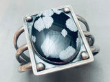 Very Rare Snowflake Obsidian Vintage Native American Navajo Sterling Silver Bracelet-Nativo Arts