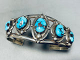 Bisbee Turquoise Vintage Native American Navajo Sterling Silver Bracelet Old-Nativo Arts