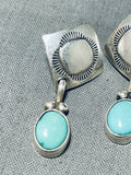 Impressive Vintage Native American Zuni Blue Gem Turquoise Sterling Silver Signed Earrings-Nativo Arts