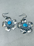 Flower Pedals Vintage Native American Navajo Turquoise Sterling Silver Earrings-Nativo Arts