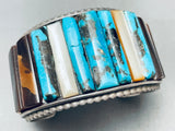 One Of The Best Ever Vintage Native American Navajo Turquoise Inlay Sterling Silver Bracelet-Nativo Arts