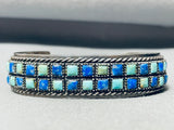 Native American Very Unique Vintage Navajo Royston Turquoise Lapis Sterling Silver Bracelet-Nativo Arts