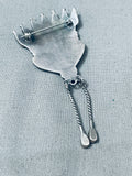 Evelyn Tsosie Superior Vintage Native American Navajo Turquoise Sterling Silver Pin