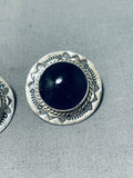 Native American Fabulous Vintage Santo Domingo Black Onyx Sterling Silver Earrings-Nativo Arts