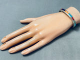 Important Larry Loretto Vintage Native American Zuni Turquoise Inlay Sterling Silver Bracelet