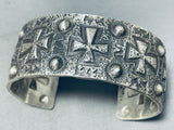 Unforgettable Native American Navajo Sterling Silver Cross Bracelet Signed Ronnie Willie-Nativo Arts