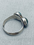 Stunning Spiderweb Turquoise Vintage Native American Navajo Sterling Silver Ring Old-Nativo Arts