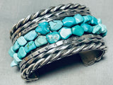 Best Vintage Wire Turquoise Boulder Native American Navajo Turquoise Sterling Silver Bracelet-Nativo Arts