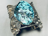 138 Grams Native American Navajo Butterfly Turquoise Sterling Silver Bracelet Cuff-Nativo Arts