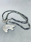 Gasp! Vintage Native American Navajo Turquoise Inlay Sterling Silver Necklace-Nativo Arts