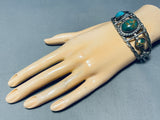 Important Early Vintage Native American Navajo Turquoise Sterling Silver Bracelet-Nativo Arts