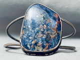 Huge Vintage Native American Navajo Sodalite Sterlign Silver Dark Patina Bracelet-Nativo Arts