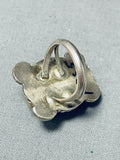 Very Early Nugget Form Cerrillos Turquoise Vintage Native American Navajo Sterling Silver Ring-Nativo Arts
