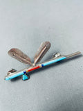 Important Vintage Native American Navajo Jimmie King Jr Turquoise Sterling Silver Inlay Pin