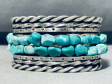 Best Vintage Wire Turquoise Boulder Native American Navajo Turquoise Sterling Silver Bracelet-Nativo Arts