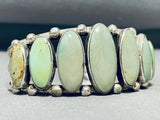 Heavy Vintage Native American Navajo Light Green Turquoise Sterling Silver Bracelet-Nativo Arts