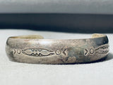 Superb Vintage Native American Navajo Signed Sterling Silver Bracelet-Nativo Arts