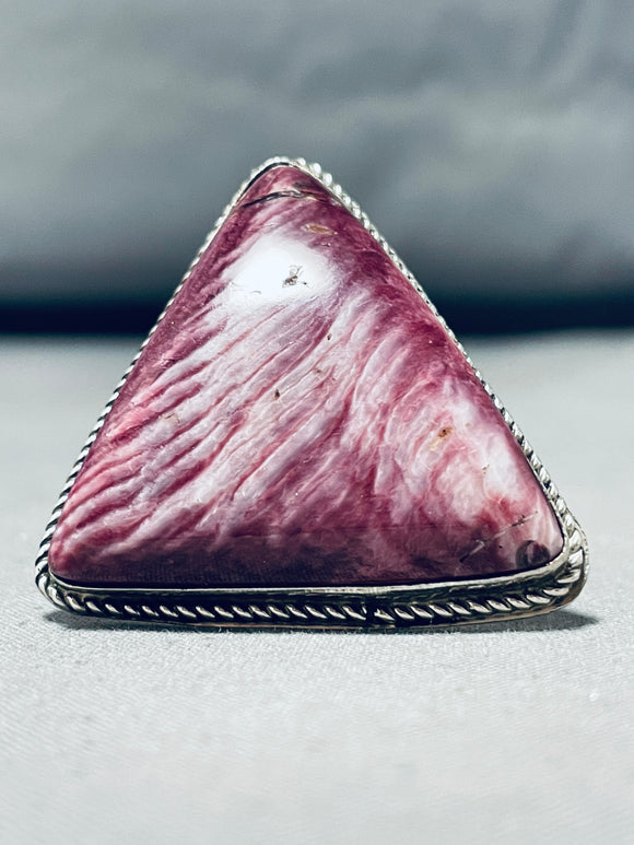 Amazing Native American Navajo Purple Spiny Triangle Sterling Silver Signed Ring-Nativo Arts