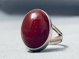 Exceptional Vintage Native American Navajo Signed Chris Tafoya Carnelian Sterling Silver Ring-Nativo Arts