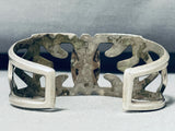 Spectacular Vintage Native American Navajo Blue Gem Sand Cast Silver Bracelet-Nativo Arts
