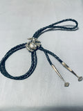 Usmc Marines Vintage Native American Navajo Sterling Silver Bolo Tie Rare!-Nativo Arts