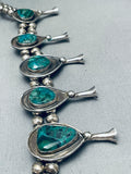 231 Grams Vintage Native American Navajo Chunk Turquoise Sterling Silver Squash Blossom Necklace-Nativo Arts