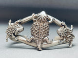 Symbolic Horny Toads Vintage Native American Navajo Sterling Silver Bracelet-Nativo Arts