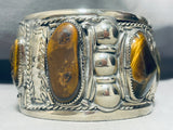 The Best Vintage Heavy Tigers Eye Native American Navajo Sterling Silver Bracelet-Nativo Arts