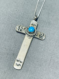 Awesome Vintage Native American Navajo Sleeping Beauty Sterling Silver Cross Necklace-Nativo Arts