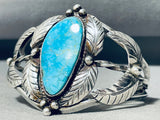 Leaves At Sides Vintage Native American Navajo Spiderweb Turquoise Sterling Silver Bracelet-Nativo Arts