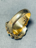 Heavy 14k Gold Vintage Native American Navajo Morenci Turquoise Ring-Nativo Arts