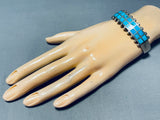 Native American 6 Inch Wrist Cute But Sturdy Vintage Zuni Turquoise Sterling Silver Bracelet-Nativo Arts