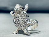 Sensational Native American Navajo Sterling Silver Toad Ring-Nativo Arts