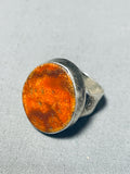 Beautiful Vintage Native American Navajo Orange Spiny Sterling Silver Large Ring-Nativo Arts