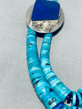 Ave Marie Coriz Important Santo Domingo Turquoise Sterling Silver Necklace-Nativo Arts
