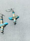 Native American Sweet Vintage Zuni Blue Gem Turquoise Sterling Silver Earrings-Nativo Arts