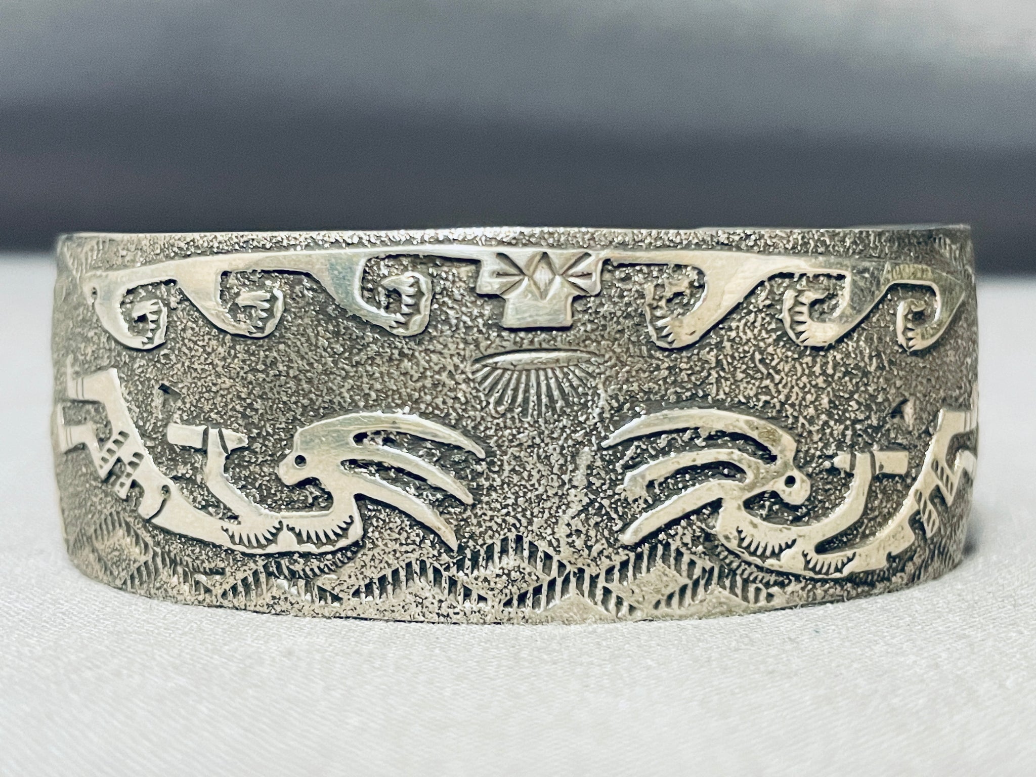 Crazy Hand Detail Vintage Native American Navajo Sterling Silver
