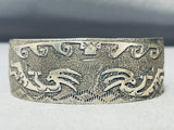 Crazy Hand Detail Vintage Native American Navajo Sterling Silver Bracelet-Nativo Arts