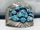 Philip Tso Vintage Native American Navajo Morenci Turquoise Sterling Silver Bracelet-Nativo Arts