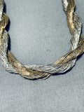 Native American Very Rare Hand Woven Braided Sterling Silver Heishi Necklace-Nativo Arts